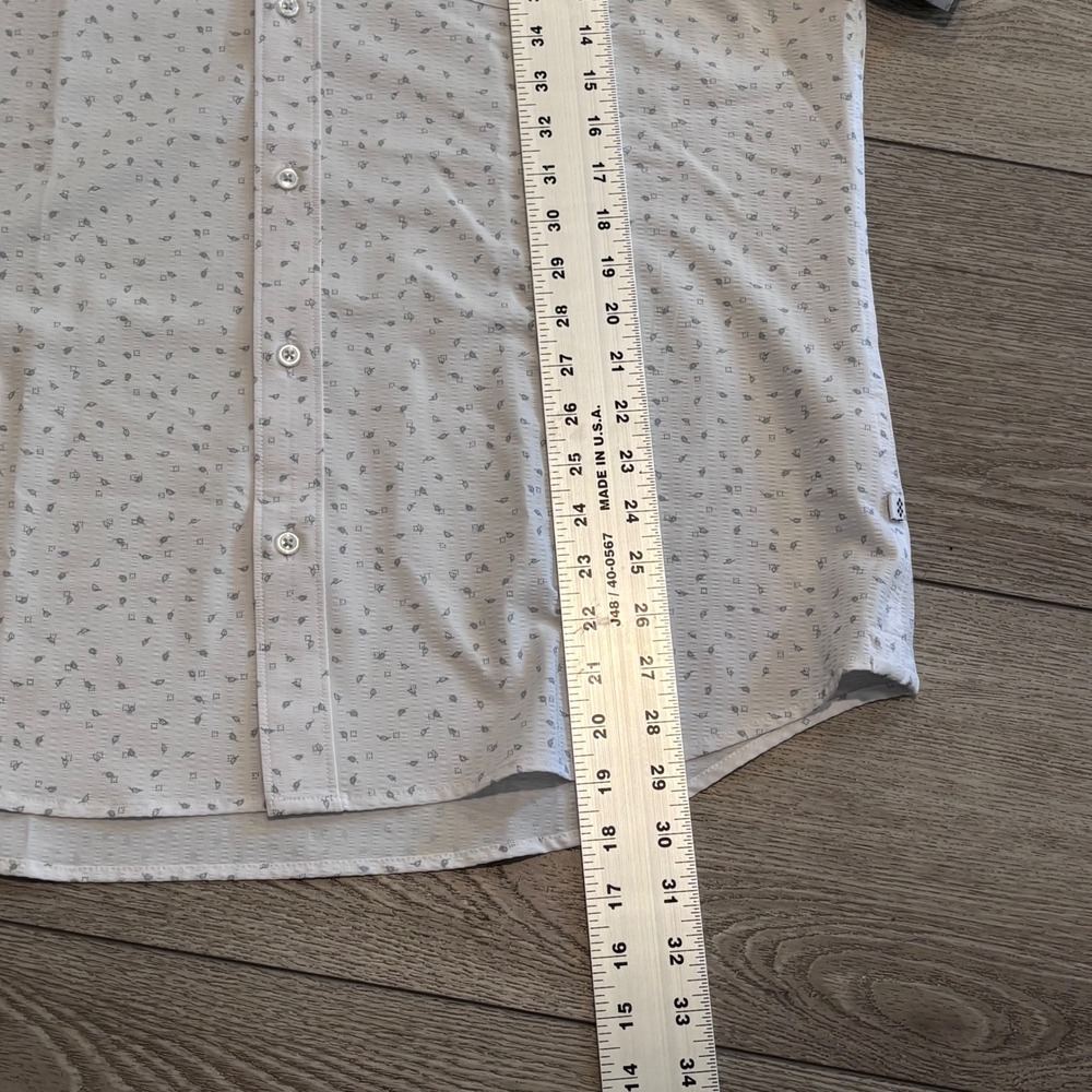 7 Diamonds Button Down Shirt Mens XL White Grey Pattern 4-Way Stretch Casual - Picture 4 of 7